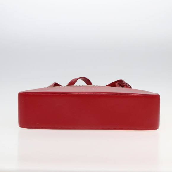 BURBERRY Nova Check Tote Bag Canvas Beige Red Auth 82269 - Picture 5 of 16